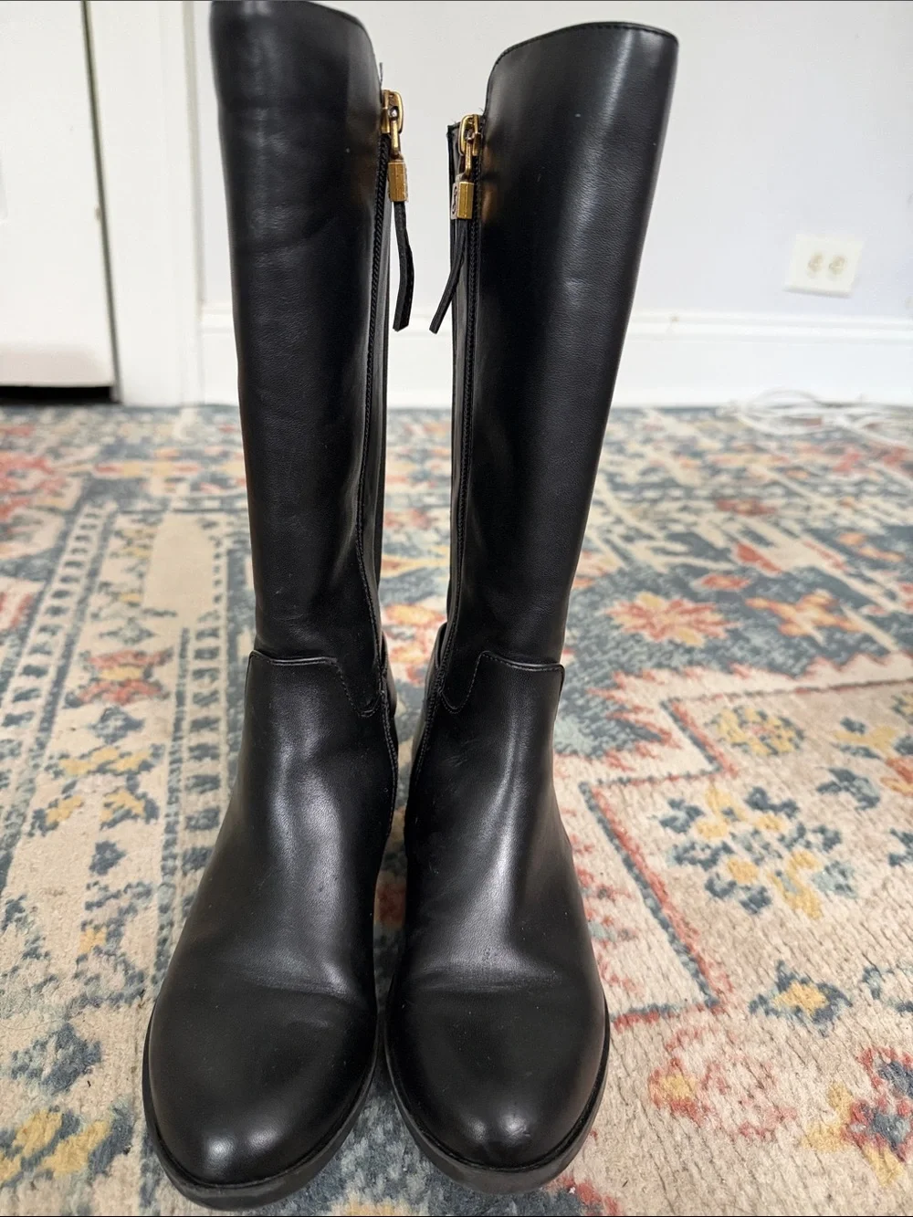 Gorgeous kids girls Black Leather Knee-High Riding Boots